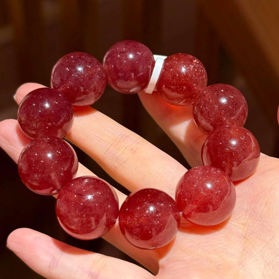 天然石 大粒14mm シトリン/ルチル ブレスレット 10玉 ギフト対応可 迫力満点の大粒］14mmパワーストーン ゴールドルチル シトリン 黄水晶