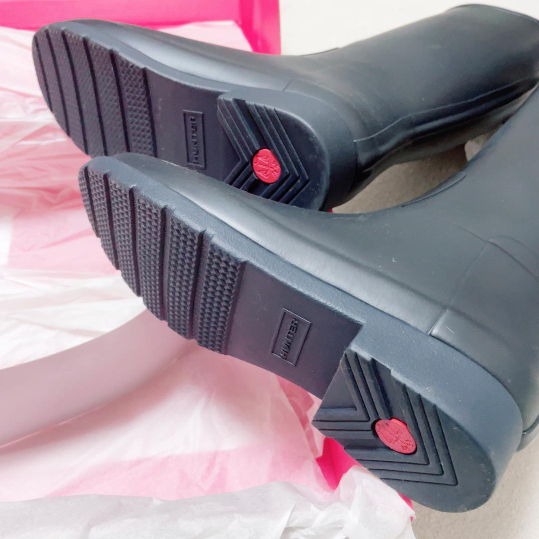 【美品・箱付】HUNTER レインブーツ ロング ブラック 長靴 24.0cm