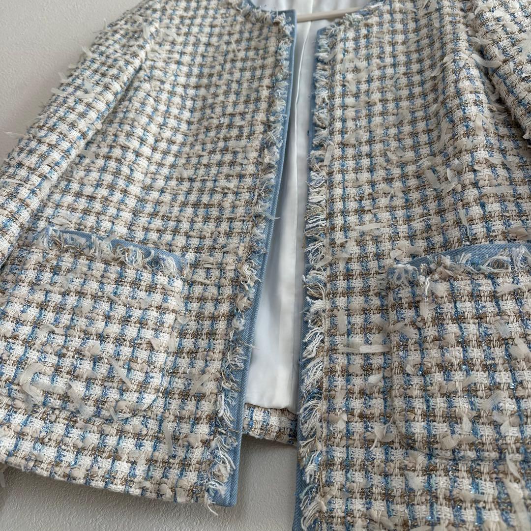 ANAYI⋈ツイードジャケット38 ANAYI（アナイ） ジャケット ノーカラージャケット ミックスツイード