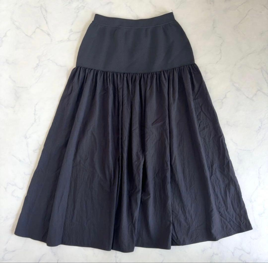 ビアズリー ウエストニットギャザースカート ブラック 2024AW