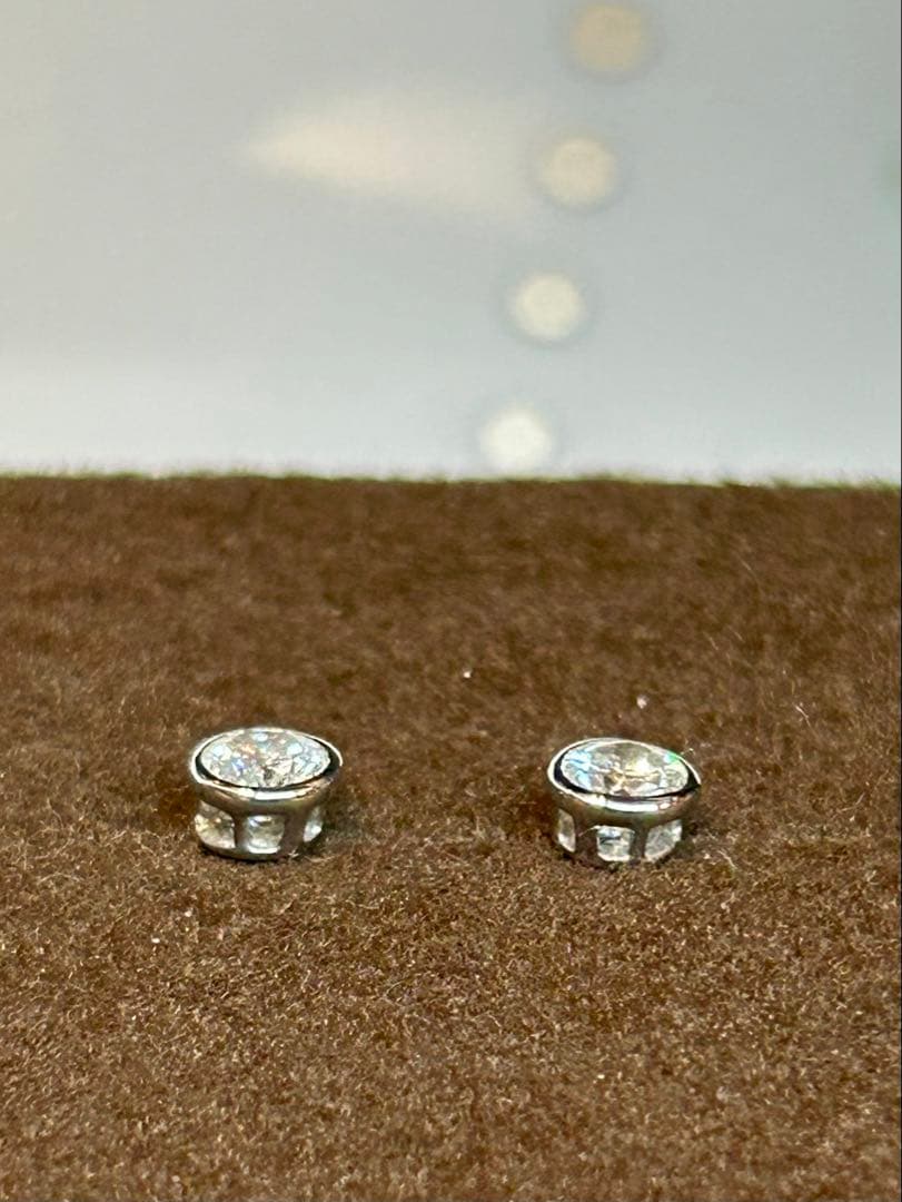 一粒ダイヤ 天然ダイヤ 0.517ct プラチナ フクリンピアス Pt900