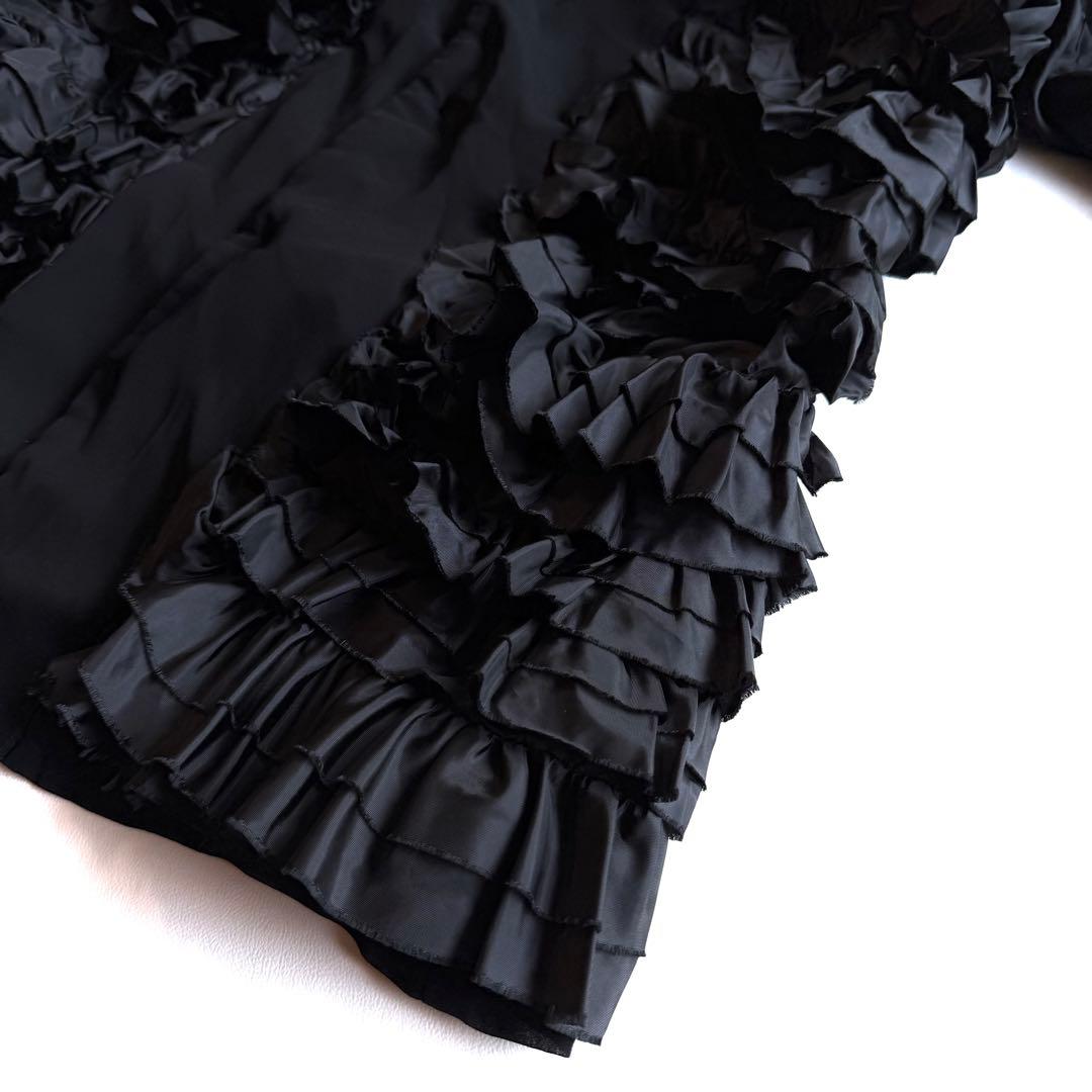 《新品》 コムデギャルソン コムコム ポリ縮 フリル ノーカラージャケット M