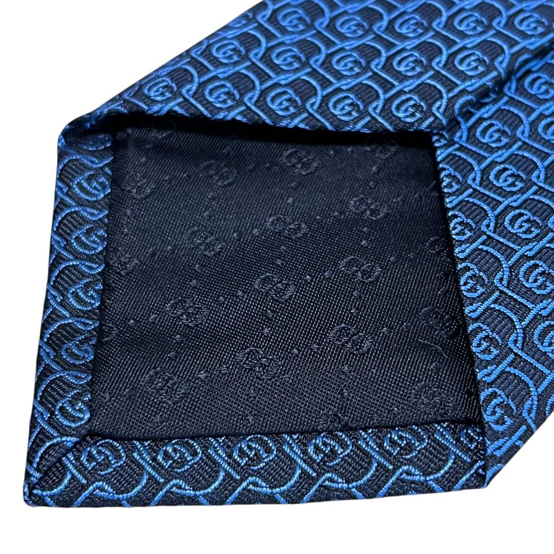 未使用 タグ付き 現行 グッチ GG柄 ダブルG 蜂 ネイビー ブルー 総柄