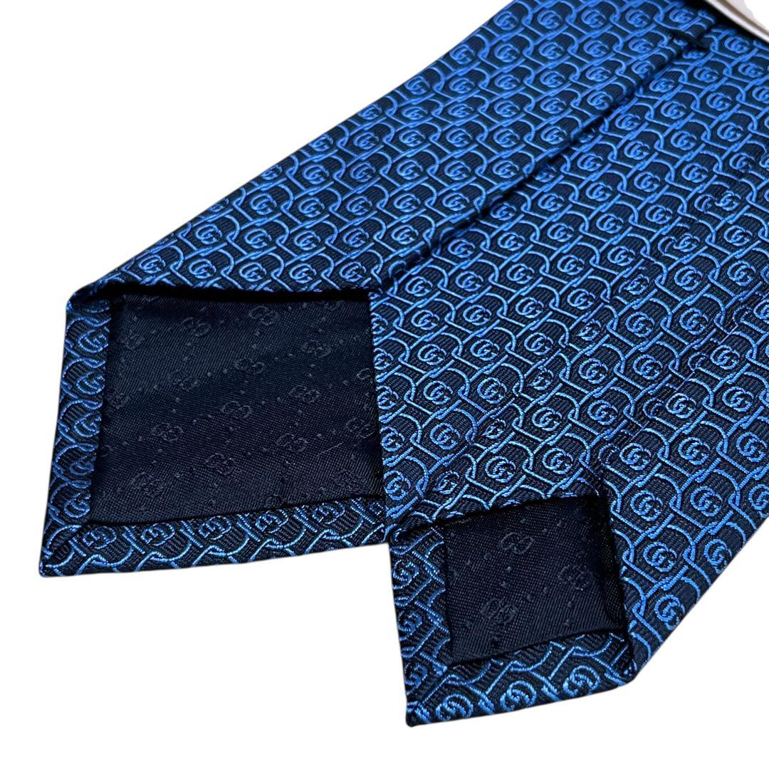 未使用 タグ付き 現行 グッチ GG柄 ダブルG 蜂 ネイビー ブルー 総柄