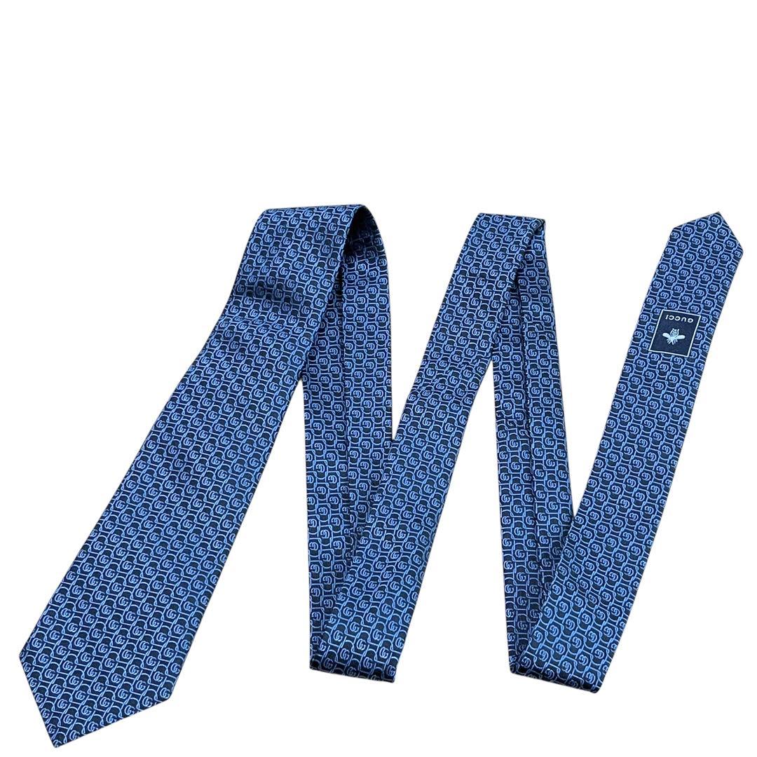 未使用 タグ付き 現行 グッチ GG柄 ダブルG 蜂 ネイビー ブルー 総柄