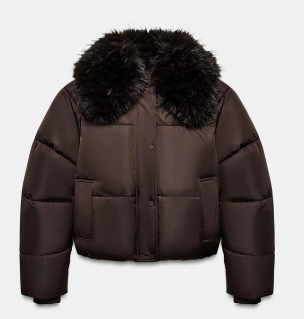 これが本当の最終値下げ‼️ZARA ファー付きブラウンダウンジャケット