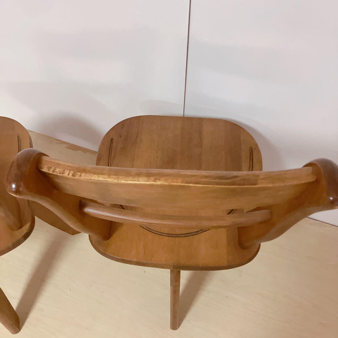 木製　回転式　ダイニングチェア　2脚セット　木製椅子　北欧　アームレスチェア