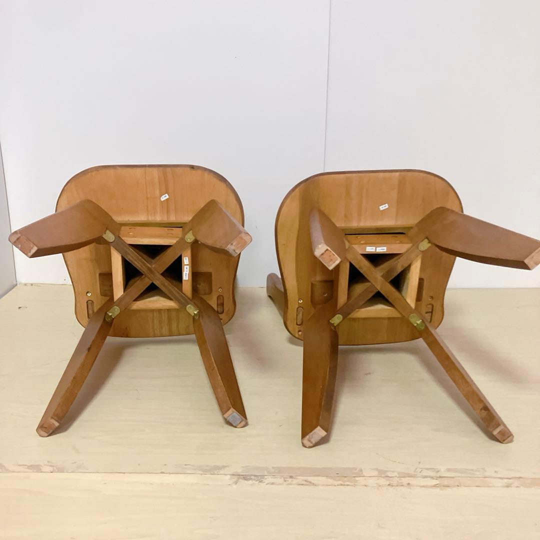 木製　回転式　ダイニングチェア　2脚セット　木製椅子　北欧　アームレスチェア