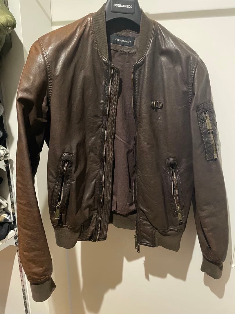 DSQUARED２　　ディースクエアード レザージャケット Dsquared2 ディースクエアード ジップ レザージャケット - FARFETCH