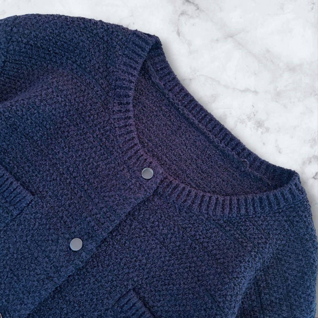 ソージュ Soeju 鹿の子ニットカーディガン アウター ネイビー M 洗濯可