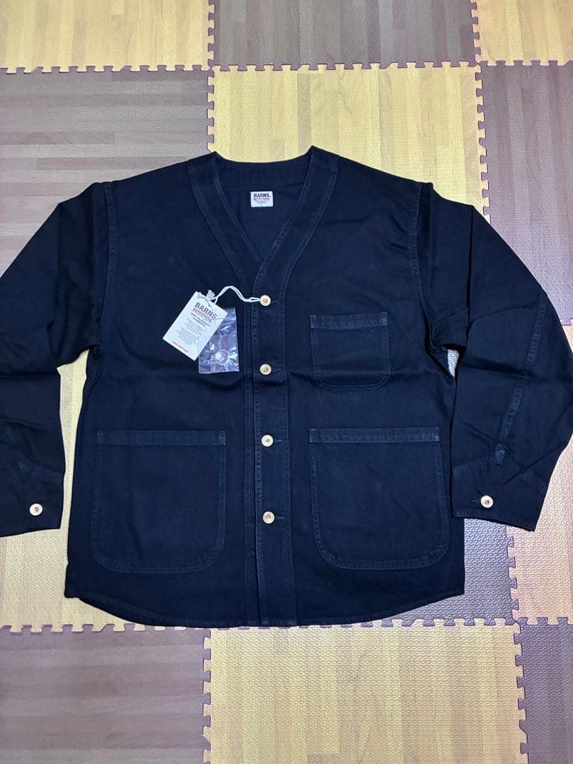 新品】バーンズ 70's ノーカラーカバーオールJKT ブラック サイズL