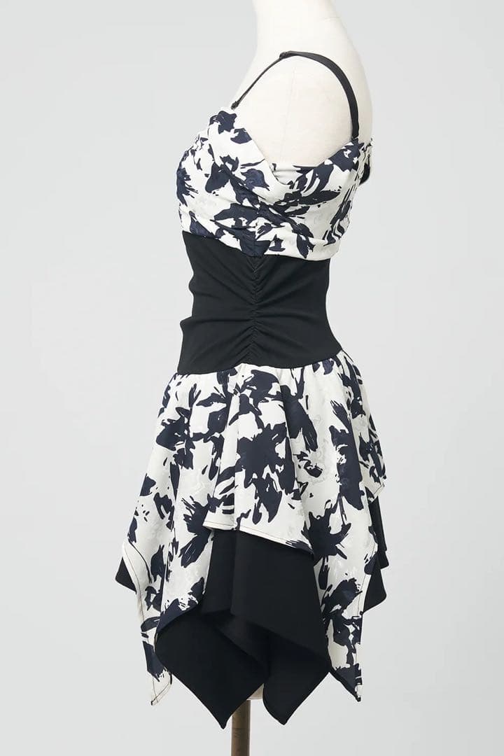 BELEAR MIMI《ベリアミミ》フラワーニュアンスミニワンピース BLK