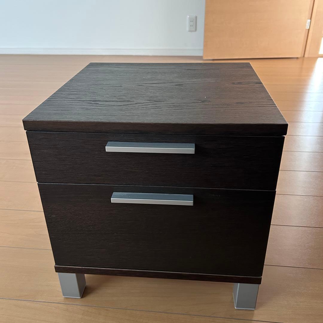 ACTUSダークブラウン サイドテーブル 2引き出し