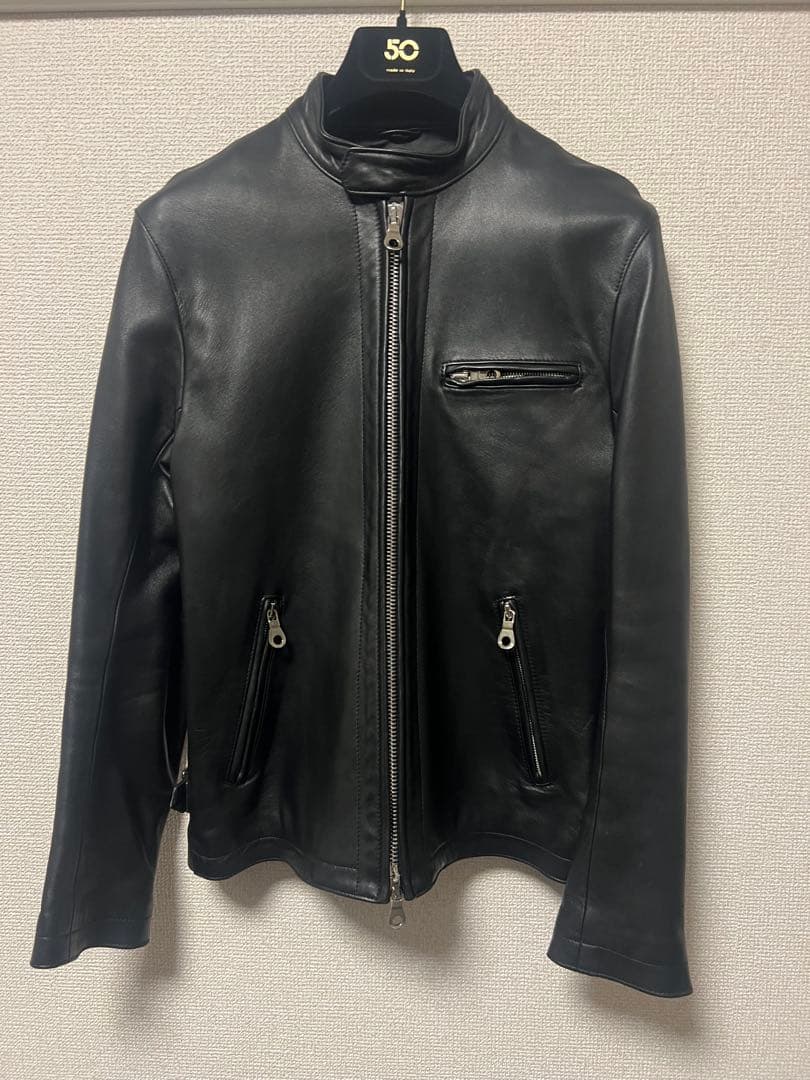 美品 チンクアンタ シングルライダース 44 ラムレザー ブラック - メルカリ