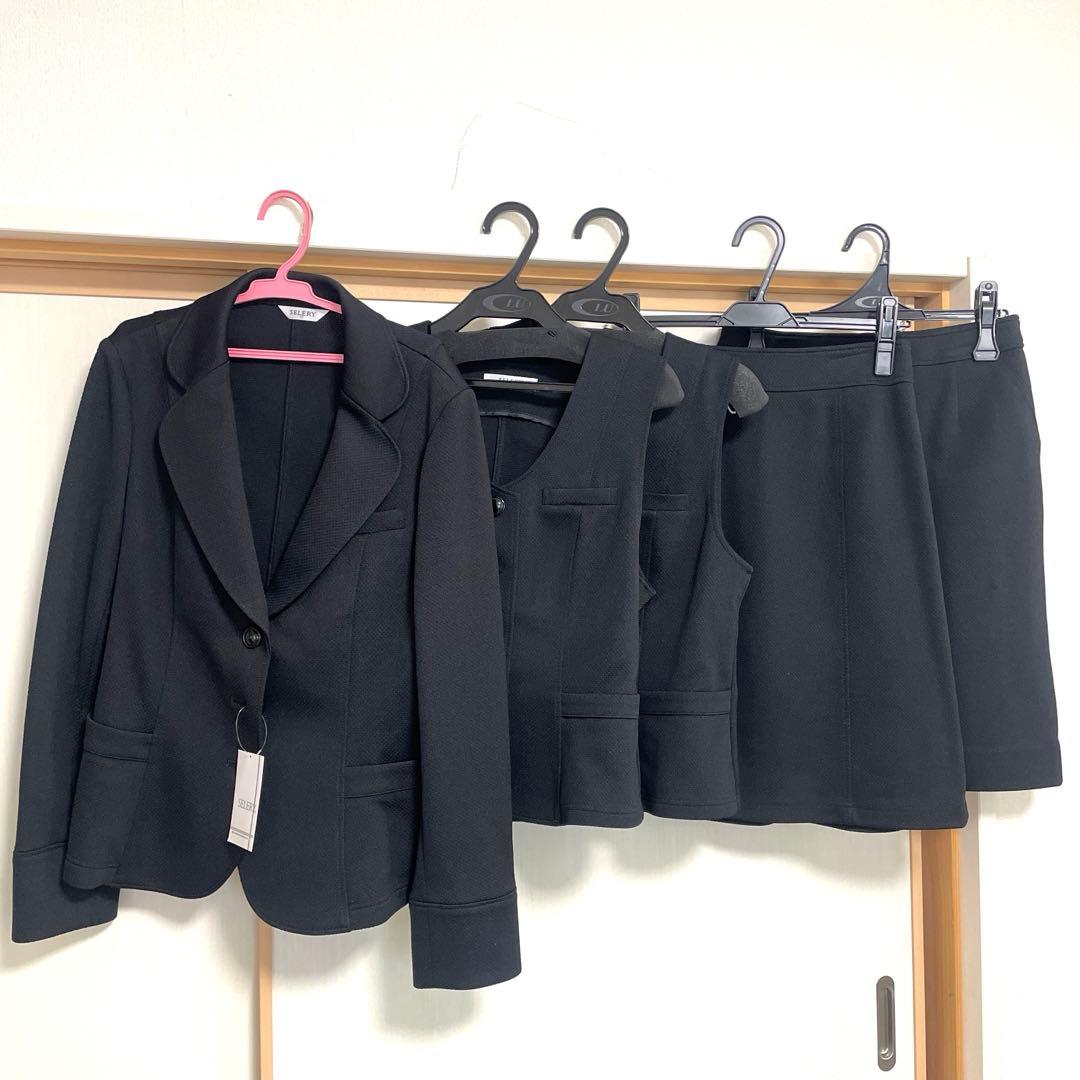 値下げしました！事務服　5点セット　セロリー　11号　ブラック　新品タグ付あり 値下げしました！事務服 5点セット セロリー 11号 ブラック 新品タグ付