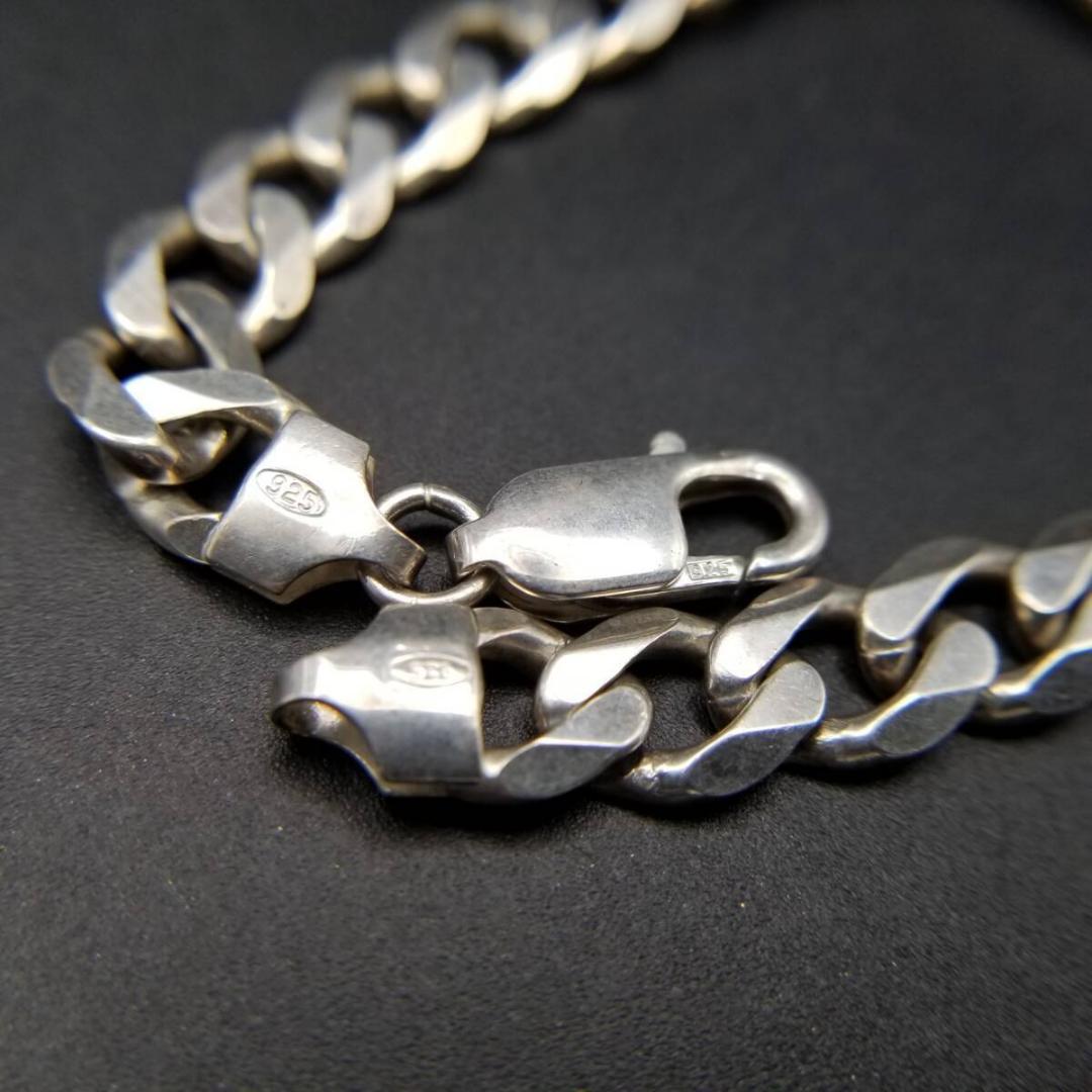 英国 ヴィンテージ IDタグ 長方形プレート 925 シルバー ブレスレット