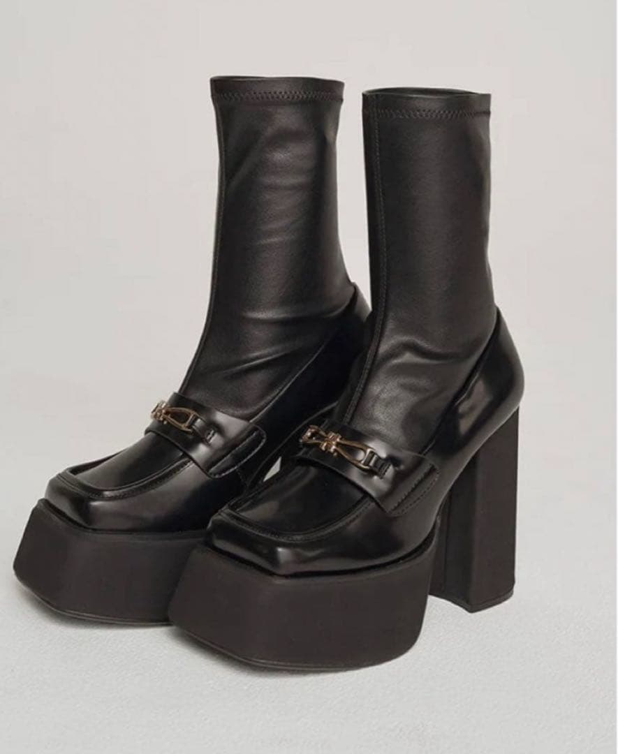 Darichスクエアトゥショートブーツ Lsize BLK ダーリッチ Darich スクエアトゥショートブーツ （ブラック