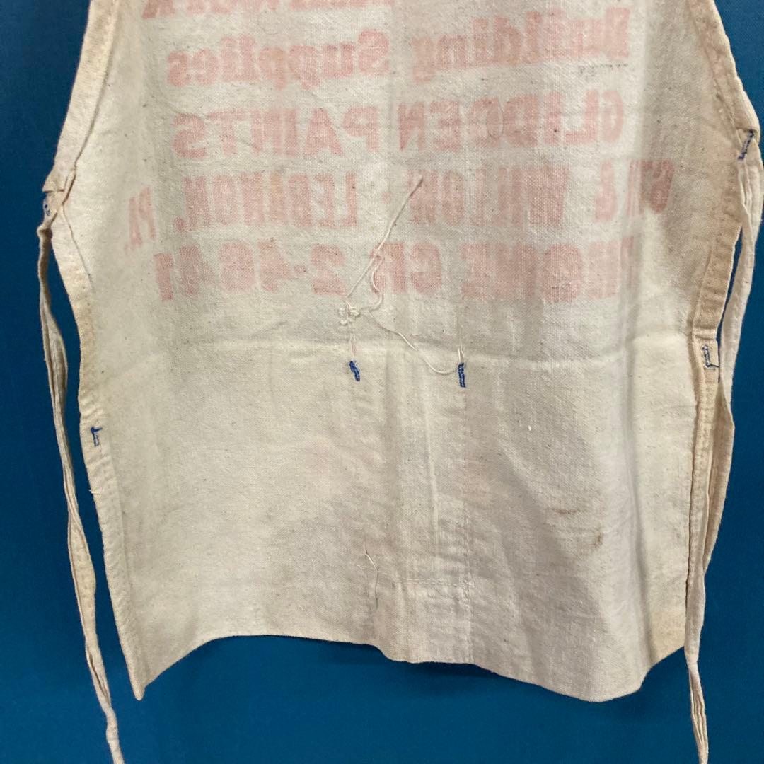 US仕入れ ビンテージエプロン キャンバス 染み込み アメリカアドバタイジング赤