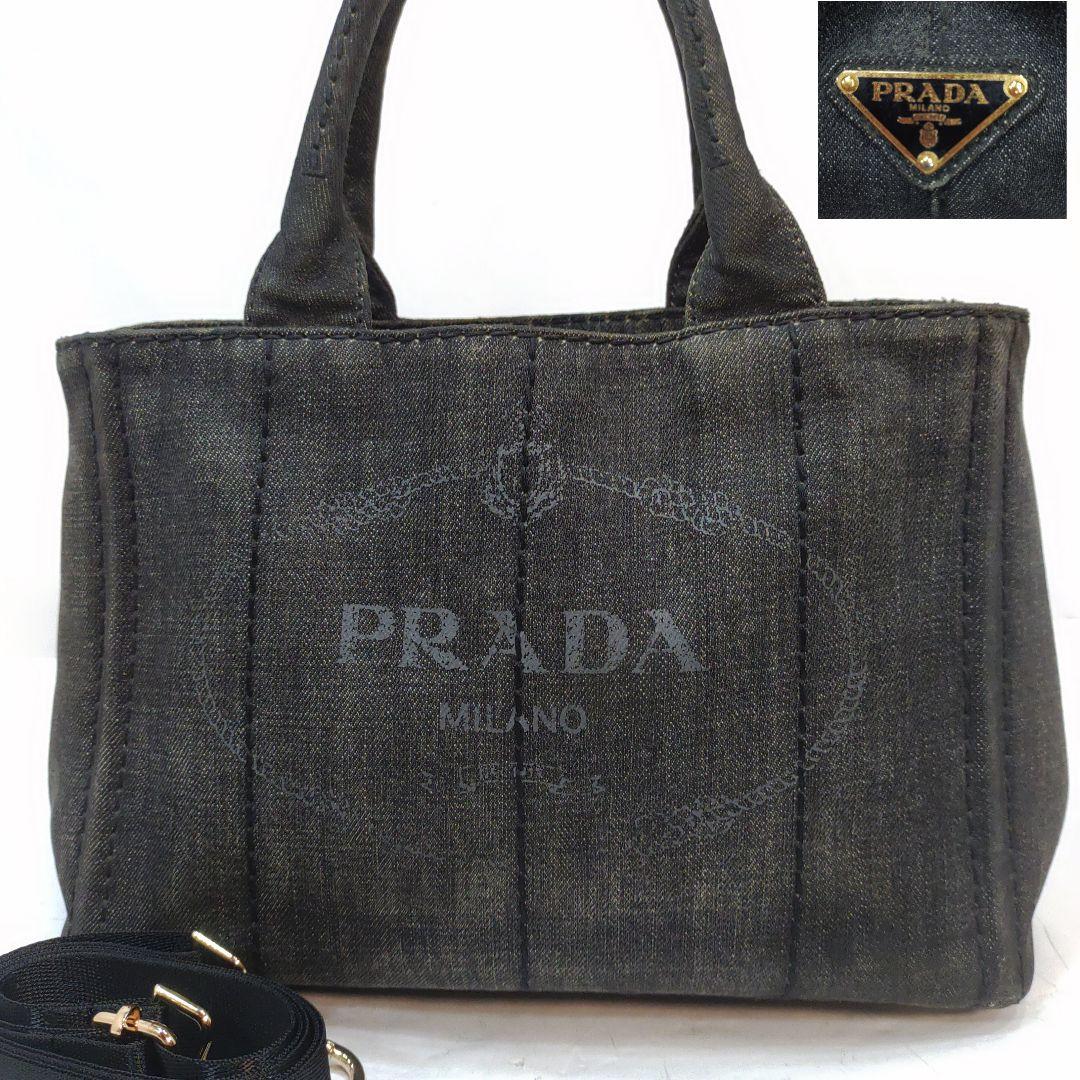 プラダ カナパS ハンドバッグ 2way ショルダー キャンバス 黒 - メルカリ