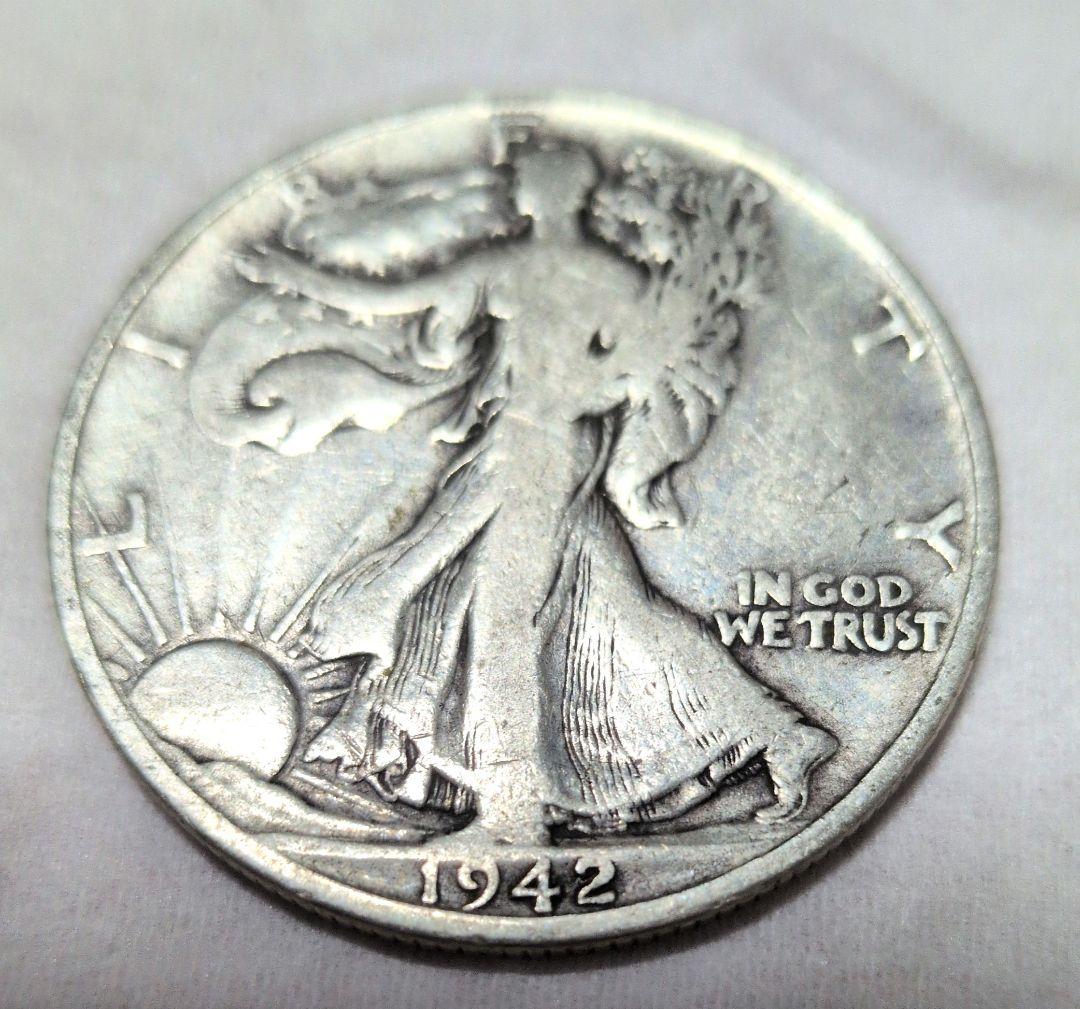 1942年 アメリカ ウォーキングリバティハーフダラー銀貨 1枚 銀90