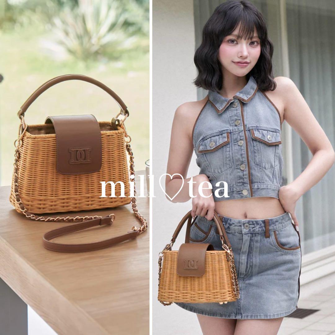 新品未開封 Darich ダーリッチ ロゴレザーラタンバッグ ベージュ