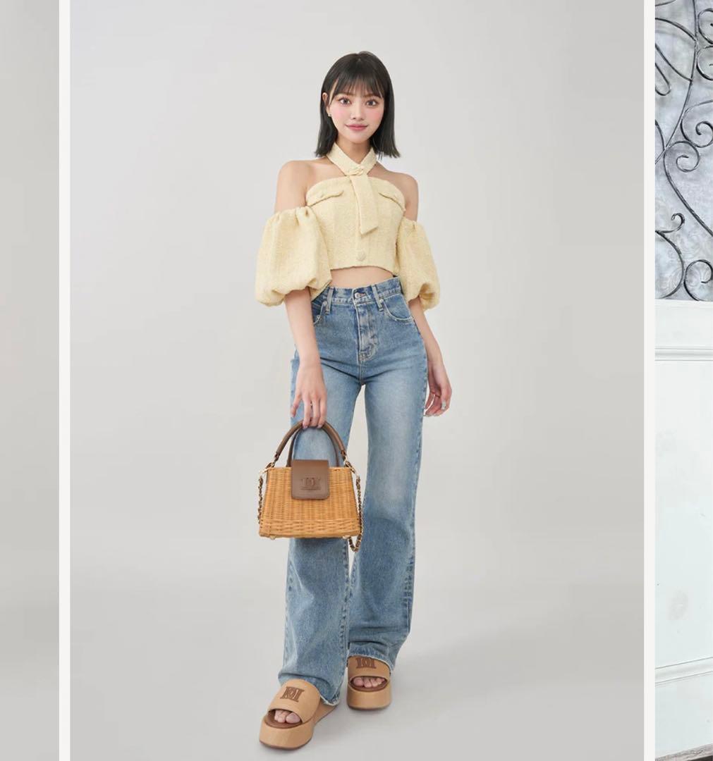 新品未開封 Darich ダーリッチ ロゴレザーラタンバッグ ベージュ