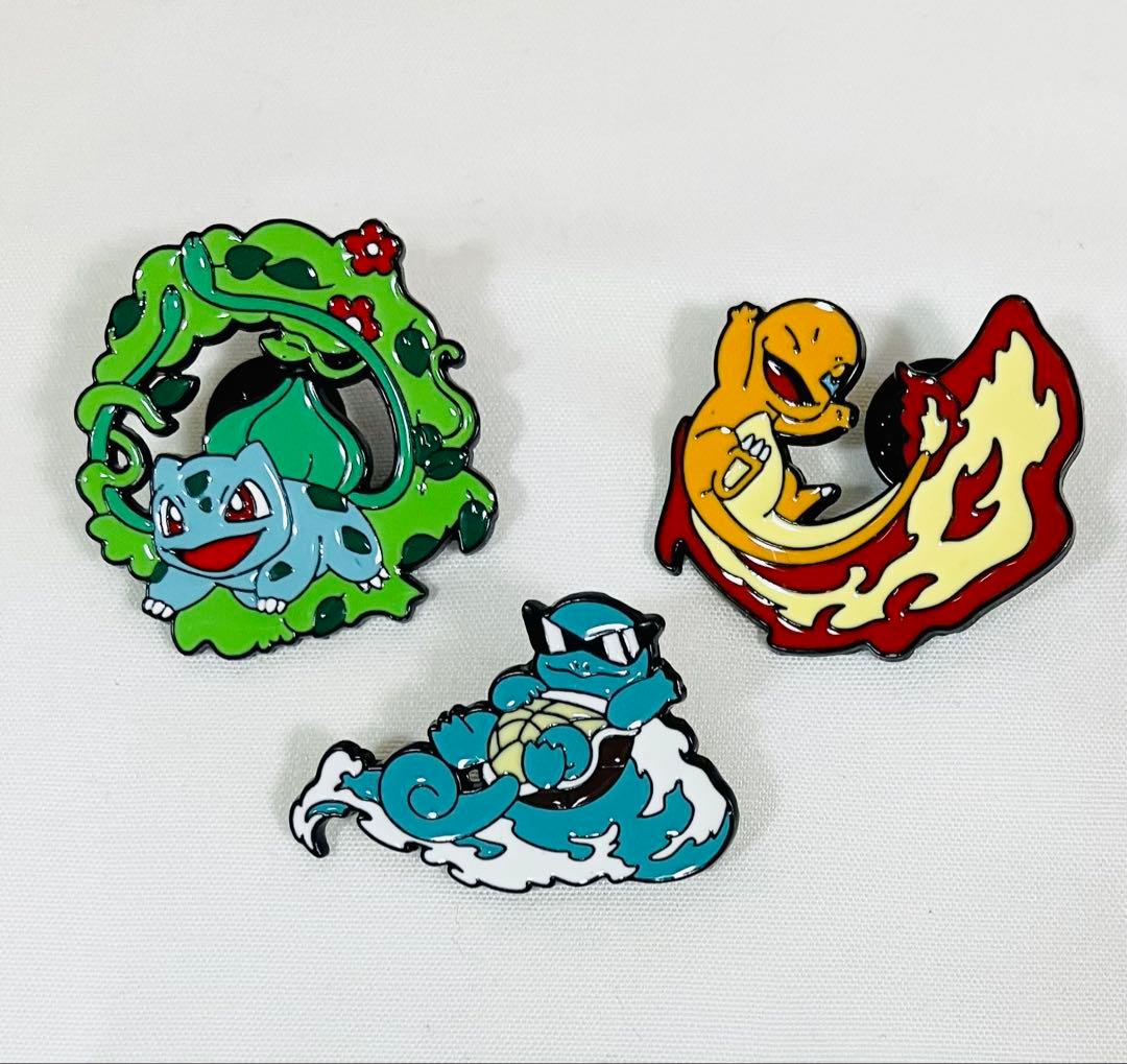 ジャンク品 ポケモン3点組 ゼニガメ フシギダネ ヒトカゲ ピンバッジ