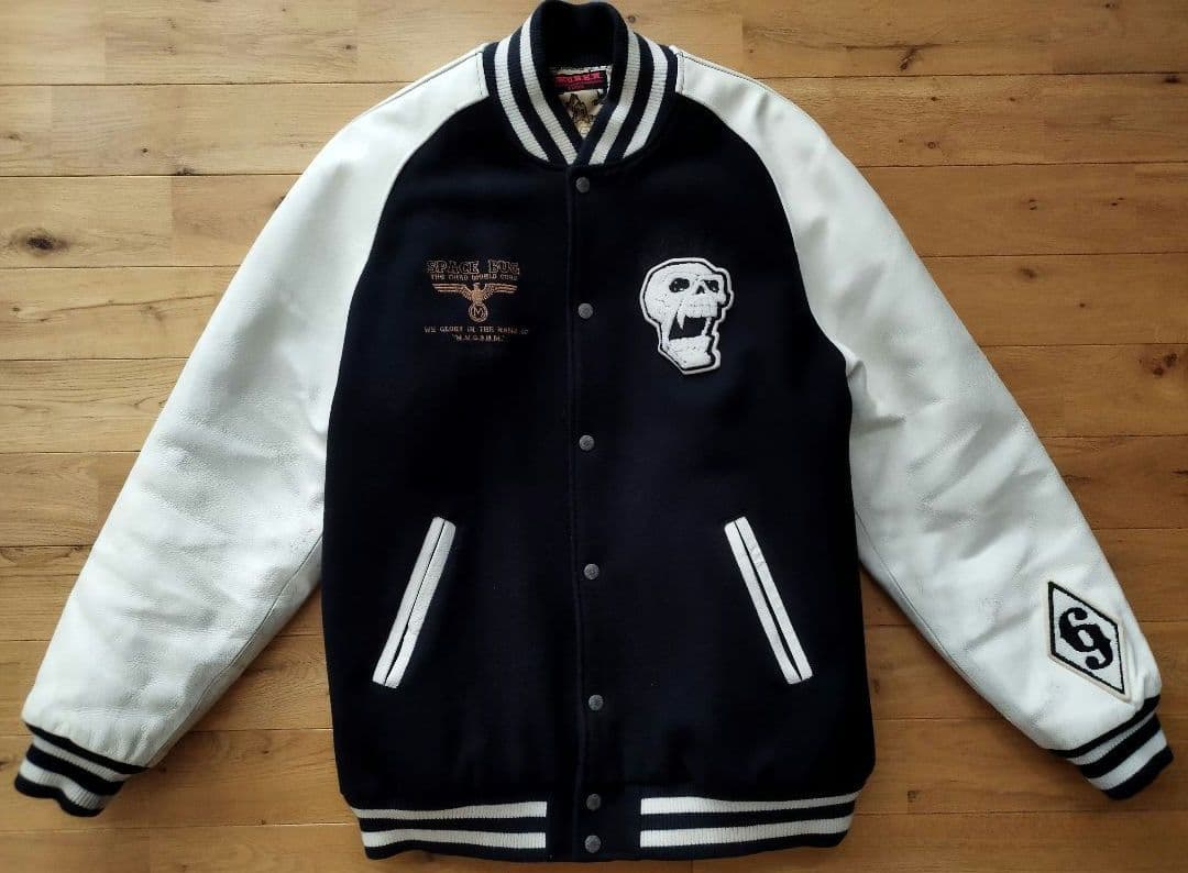 SPACE BUG M.W.O.B.H.Mスタジャン XL Navy/White - メルカリ