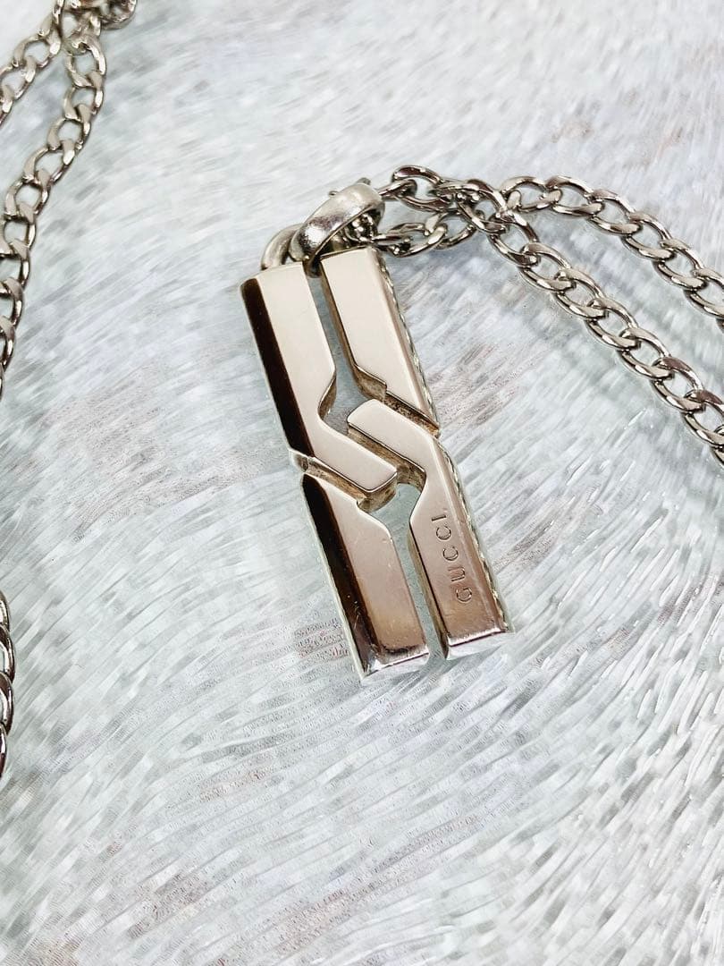 超美品】GUCCI ネックレス トップ925＋社外喜平チェーン 男女兼用
