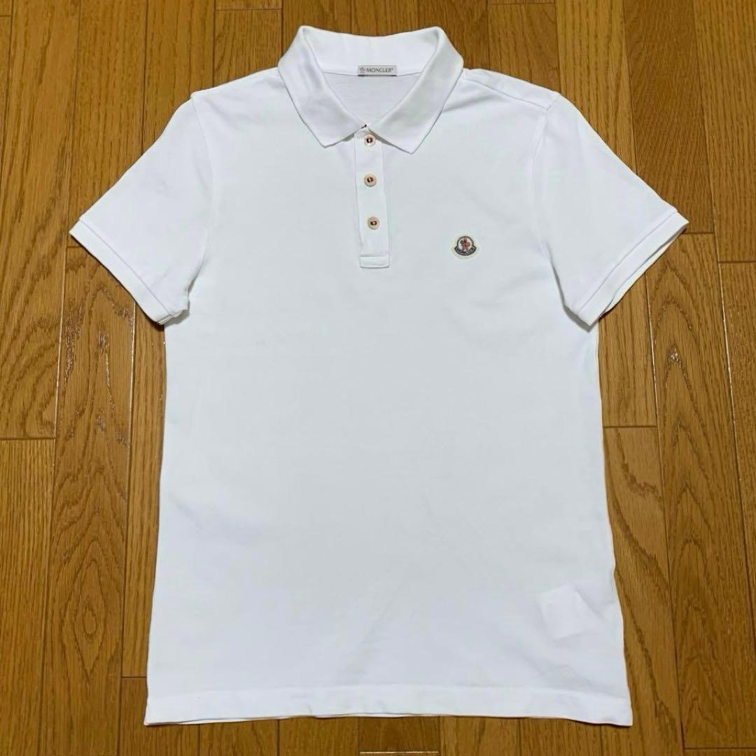美品 モンクレール シンプル トリコボタン ポロシャツ S 白 ホワイト