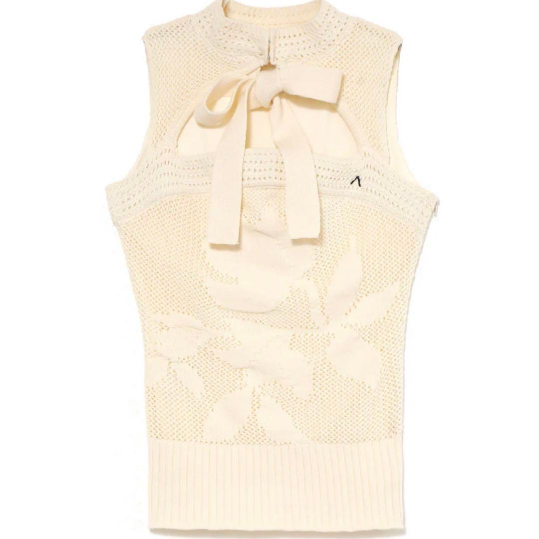 andmary Violet ribbon tops white - メルカリ