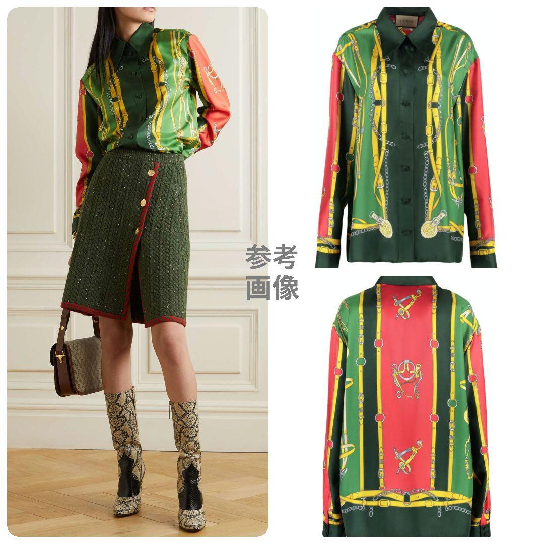 希少モデル【極美品】グッチ 総柄シルクシャツ GGマーモント 大きい