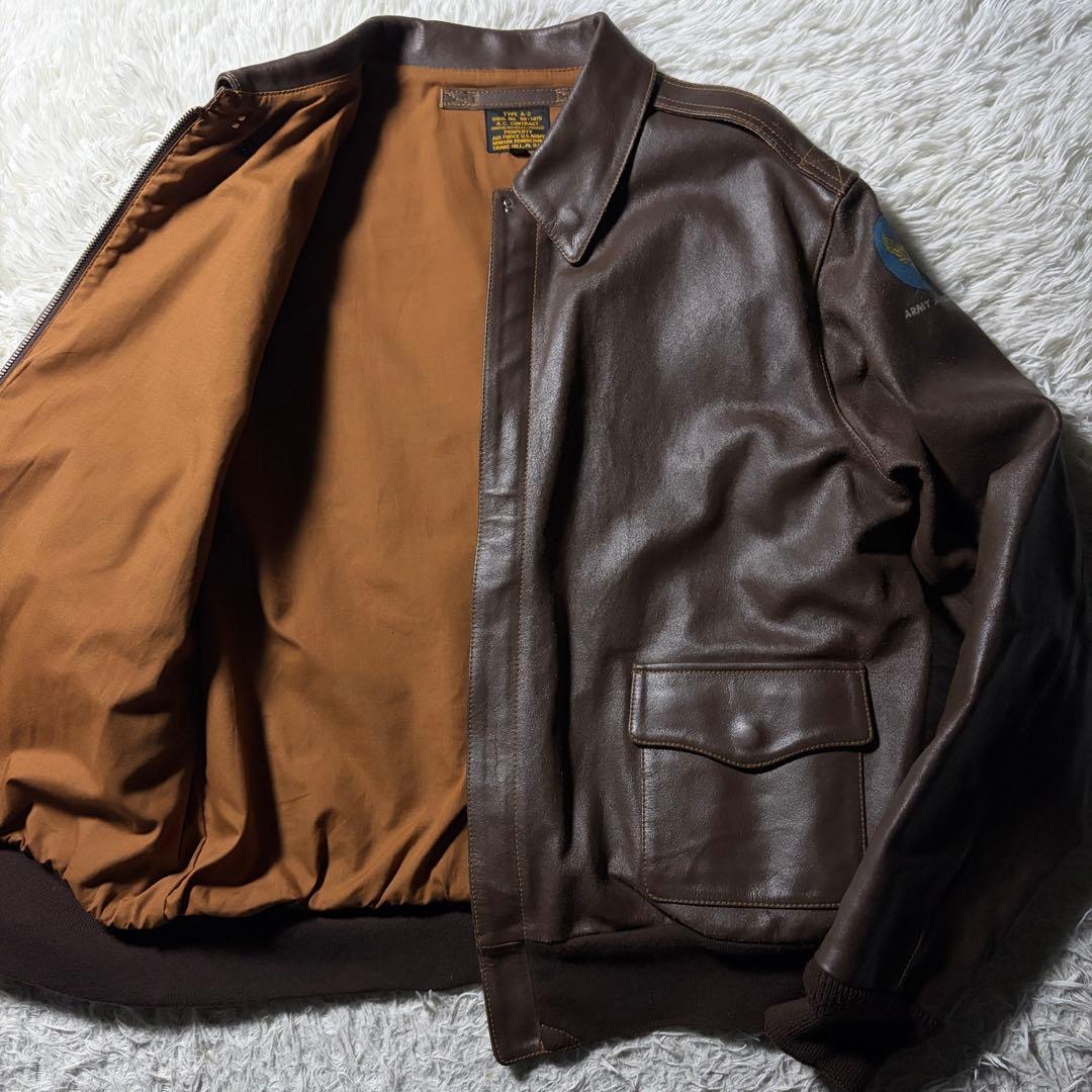 【雰囲気抜群】MORGAN フライトジャケット　A-2 本革　ブラウン　46 MORGAN MEMPHIS BELLE（モーガン メンフィスベル）Type A-2 レザー