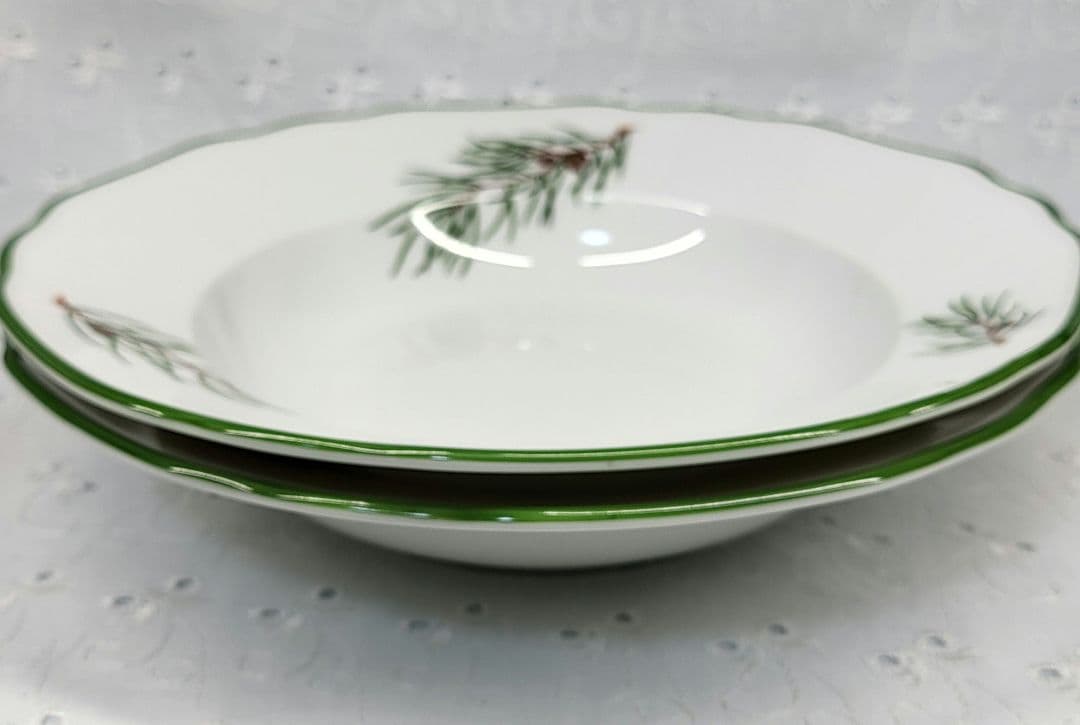 レア✨アウガルテン モミの枝 深皿 プレート 2枚 皿✨松の葉✨未使用に近い