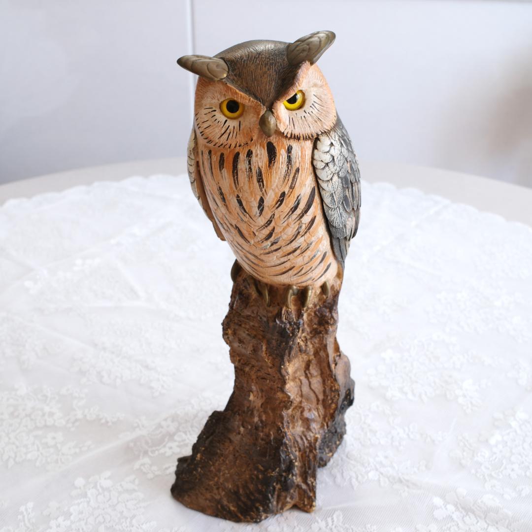 イタリア製フクロウの彫刻 約35cm 送料無料】【イタリア製】 フクロウ/梟/ふくろう/OWL アニマル/動物