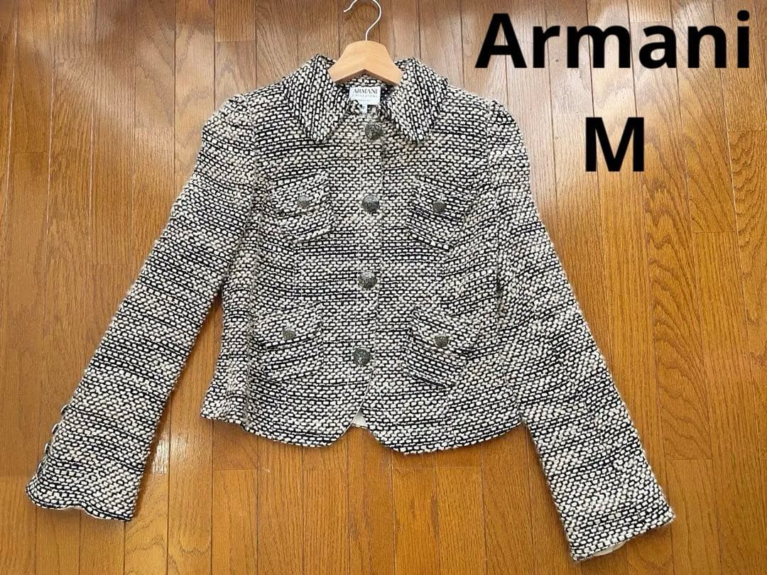 極美品】アルマーニ ツイードジャケット 黒ベージュ 40卒業 入学式