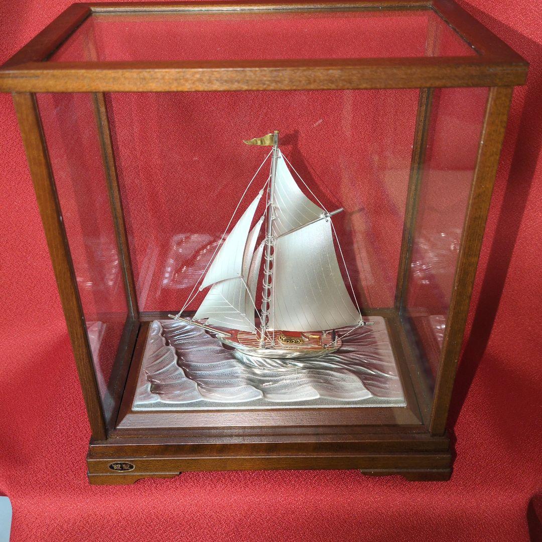 STERLING950 関製 銀製 帆船オブジェ ヨット模型 木製ケース付 - メルカリ