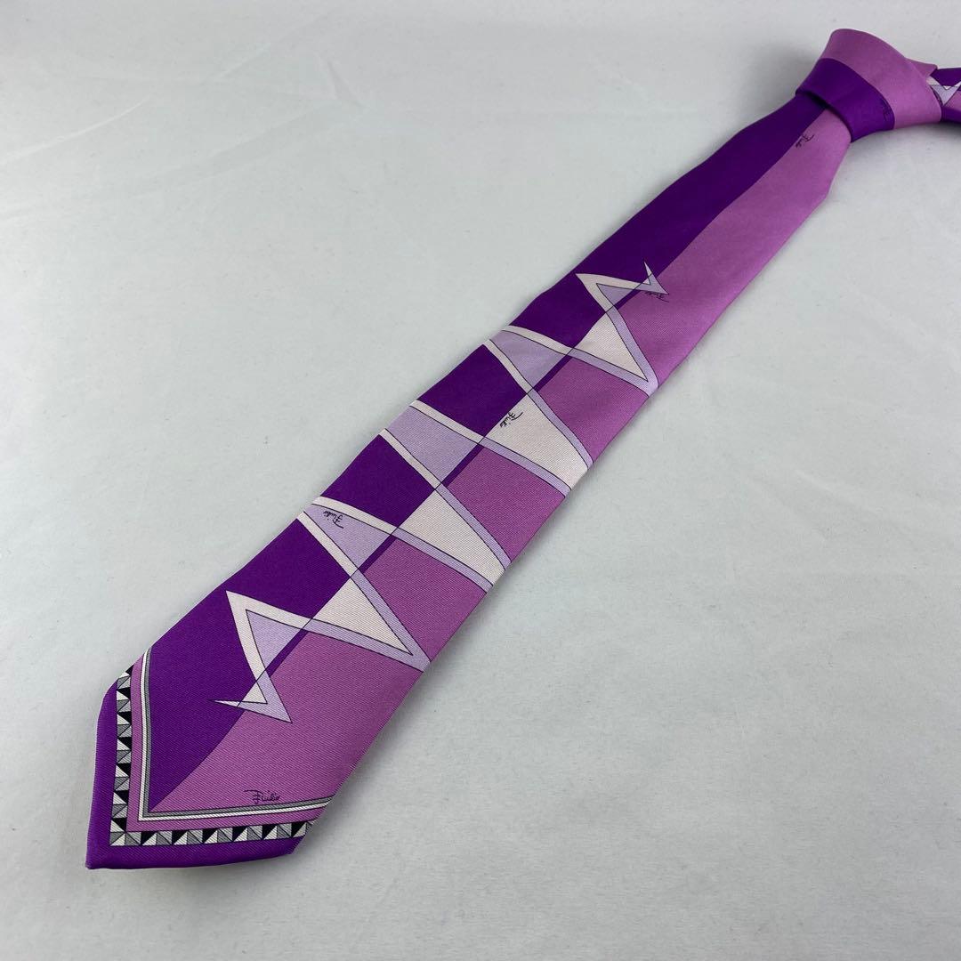 EMILIO PUCCI】 エミリオプッチ 幾何学模様 紫 シルク ネクタイ - メルカリ