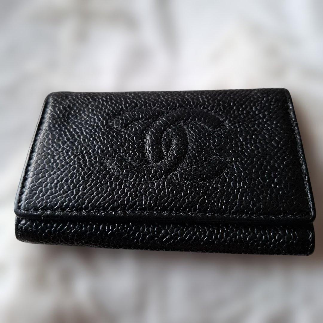 CHANEL ブラック キャビアスキンキーケース CHANEL（シャネル） キーケース キャビアスキン マトラッセ ブラック