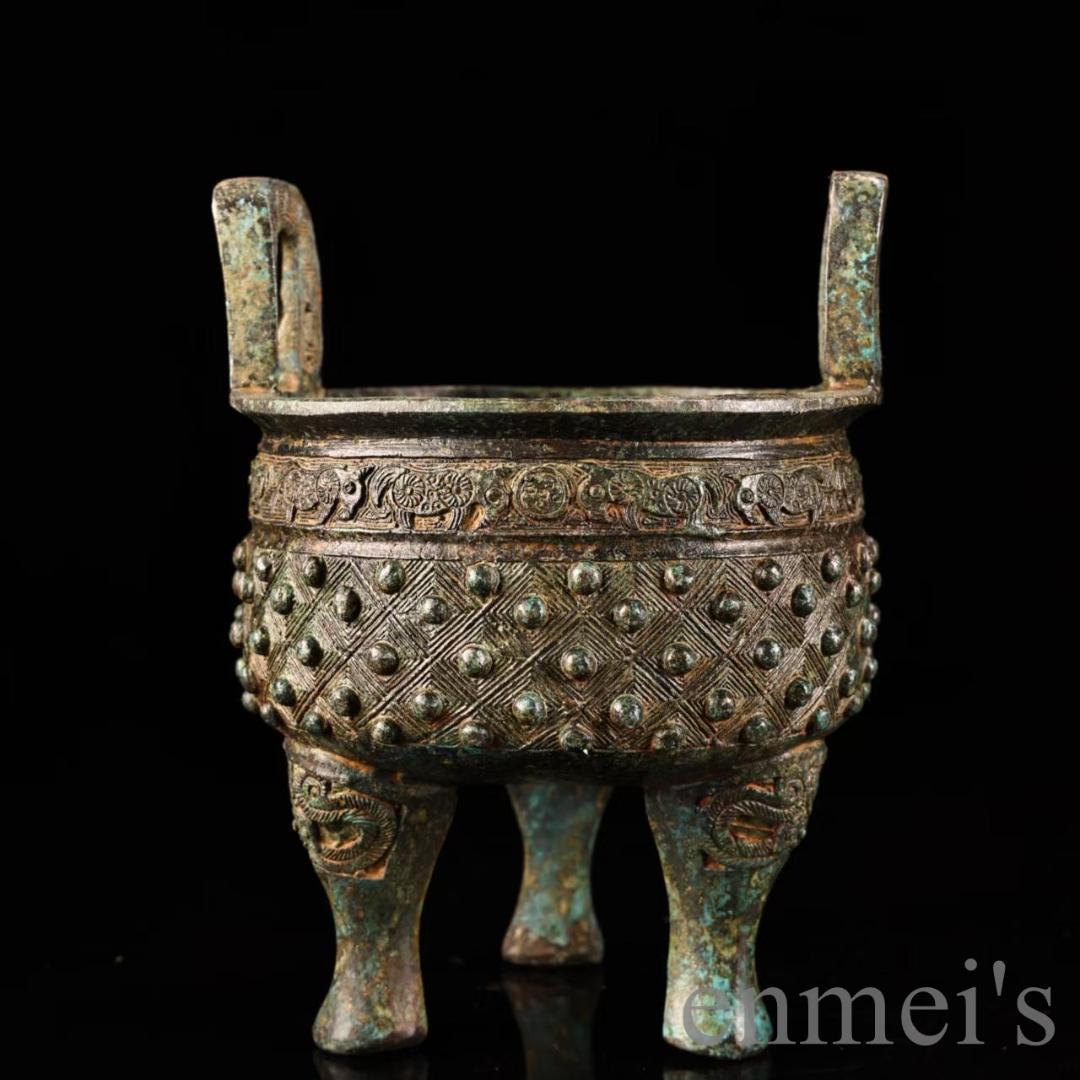 中国古美術 旧蔵『漢代 青銅鼎』三本足火鉢 高古青銅器 唐物 文房置物
