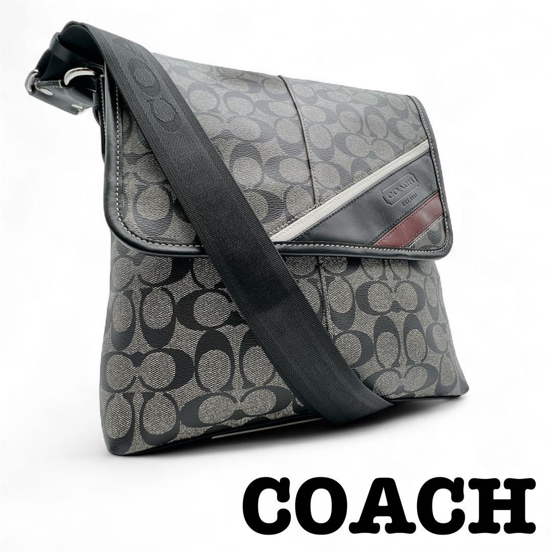 【美品】コーチ　COACH ショルダー バッグ　ヘリテージ　シグネチャー　黒 COACH（コーチ） ショルダーバッグ シグネチャー ヘリテージ