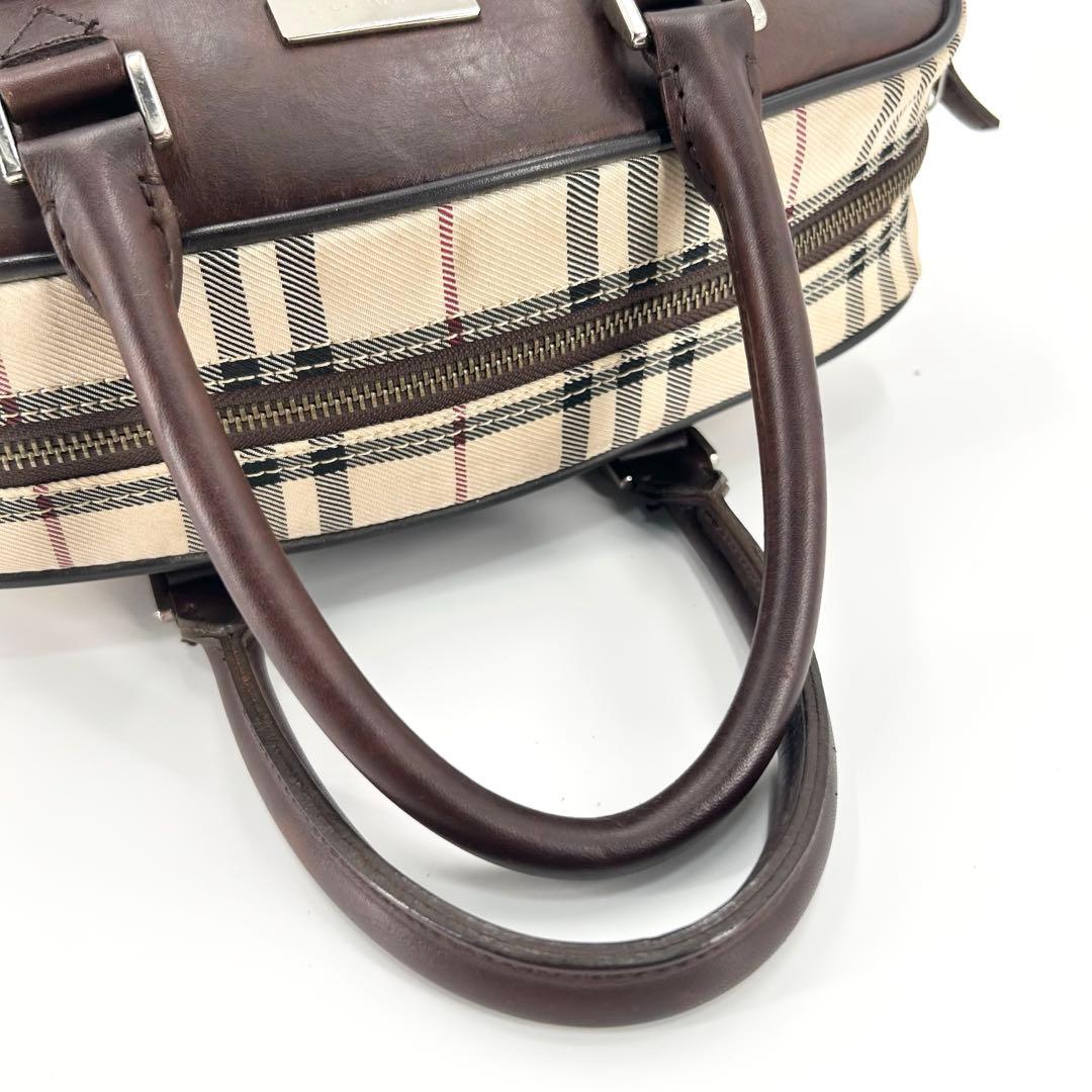 美品✨　バーバリー　ボストンバッグ　ノバチェック　ロゴプレート　レザー