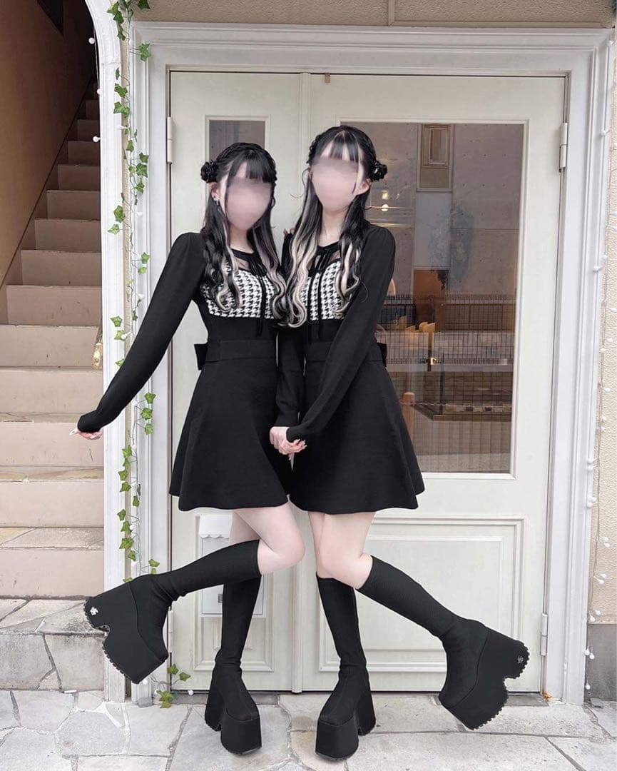 新品未使用 ミシェルマカロン デコルテオープン千鳥ワンピース XS