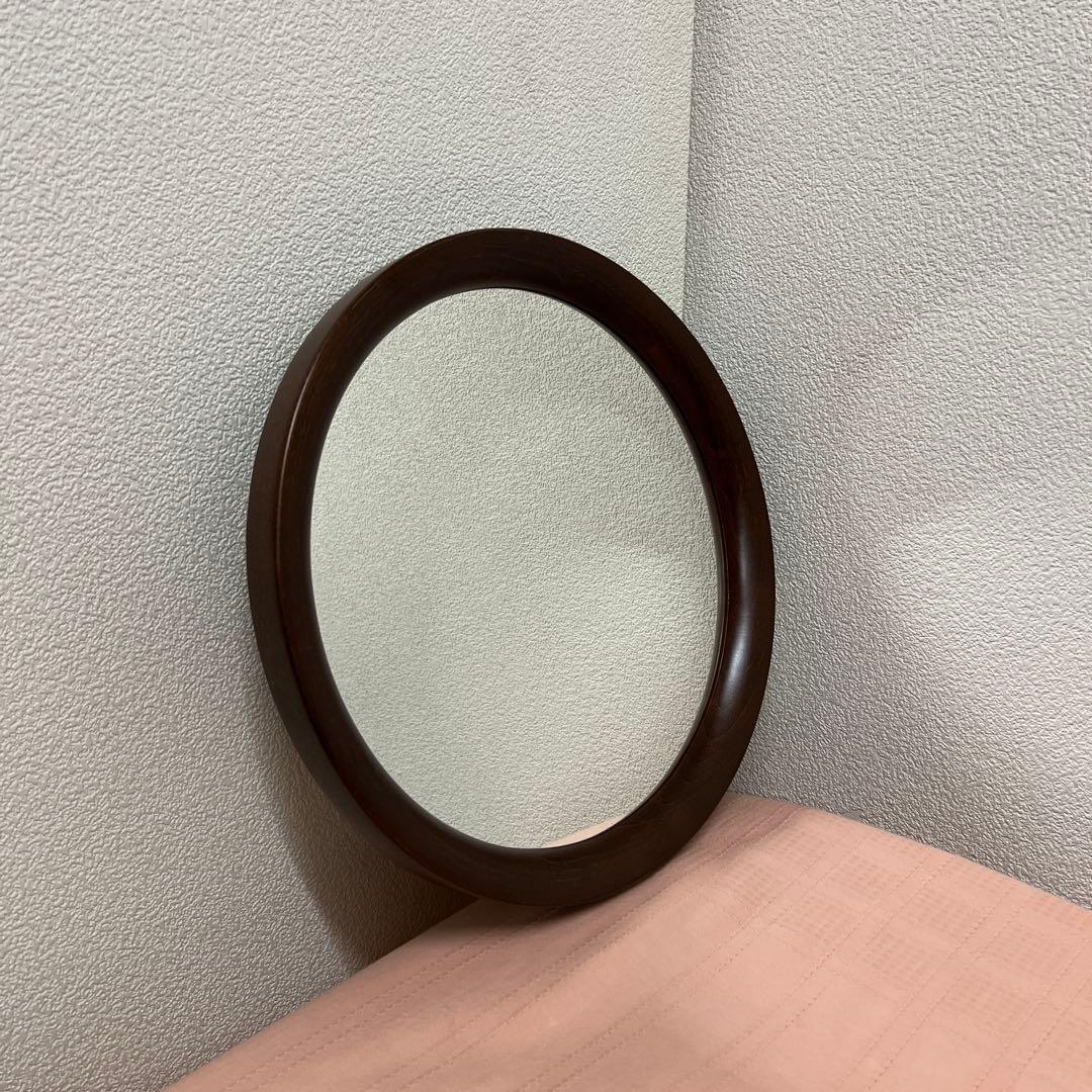 秋田木工　曲木　鏡　古代色 柳 宗理 曲木鏡 小判小 古代色(曲木鏡 小判小 古代色)：ホーム