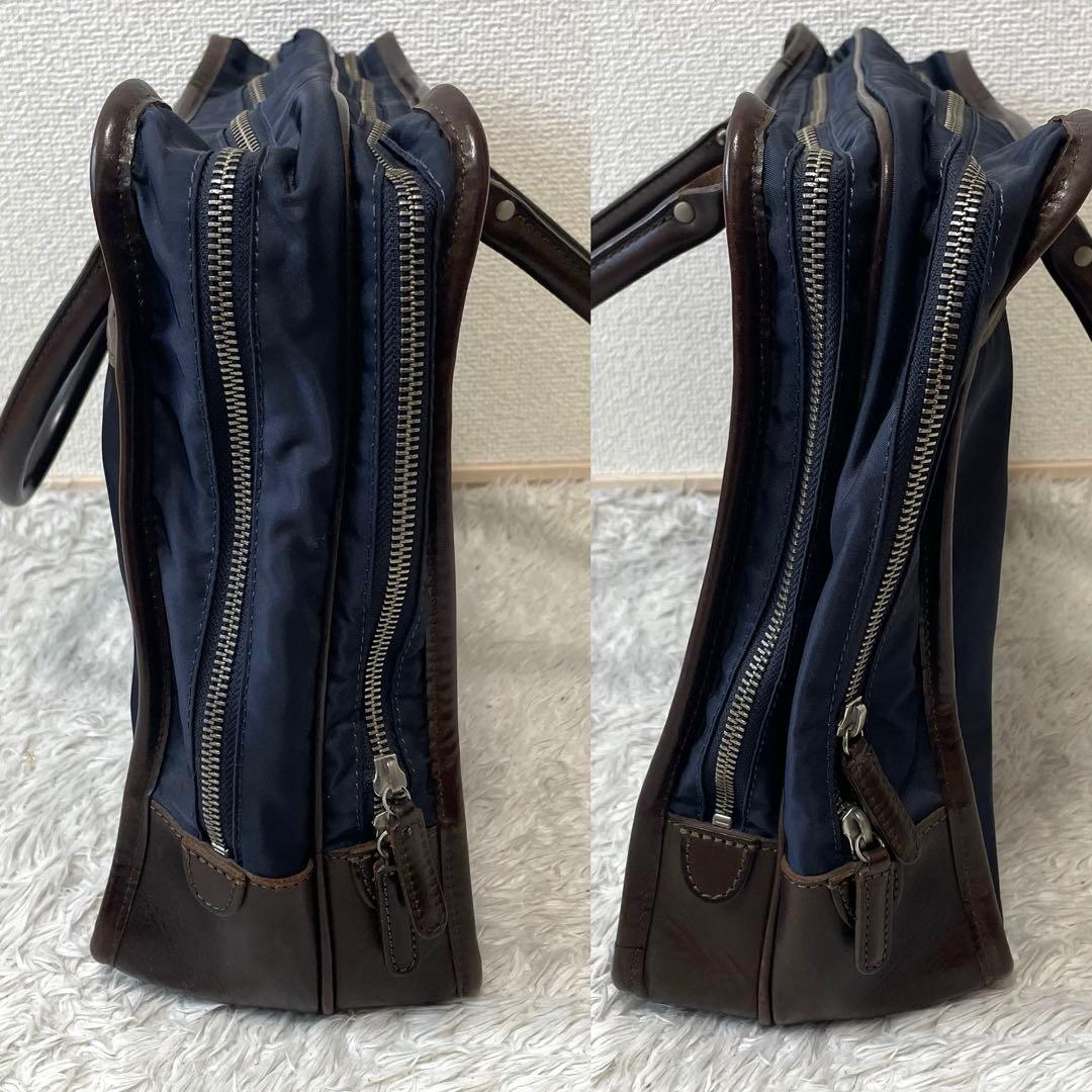 良品 フェリージ ビジネスバッグ1758 ネイビー✕ブラウン - メルカリ