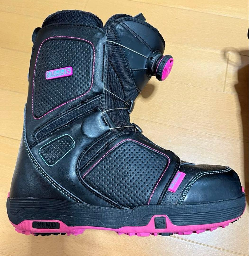 【美品】SALOMON　BOA　スノーボードブーツ　24cm　黒ピンク