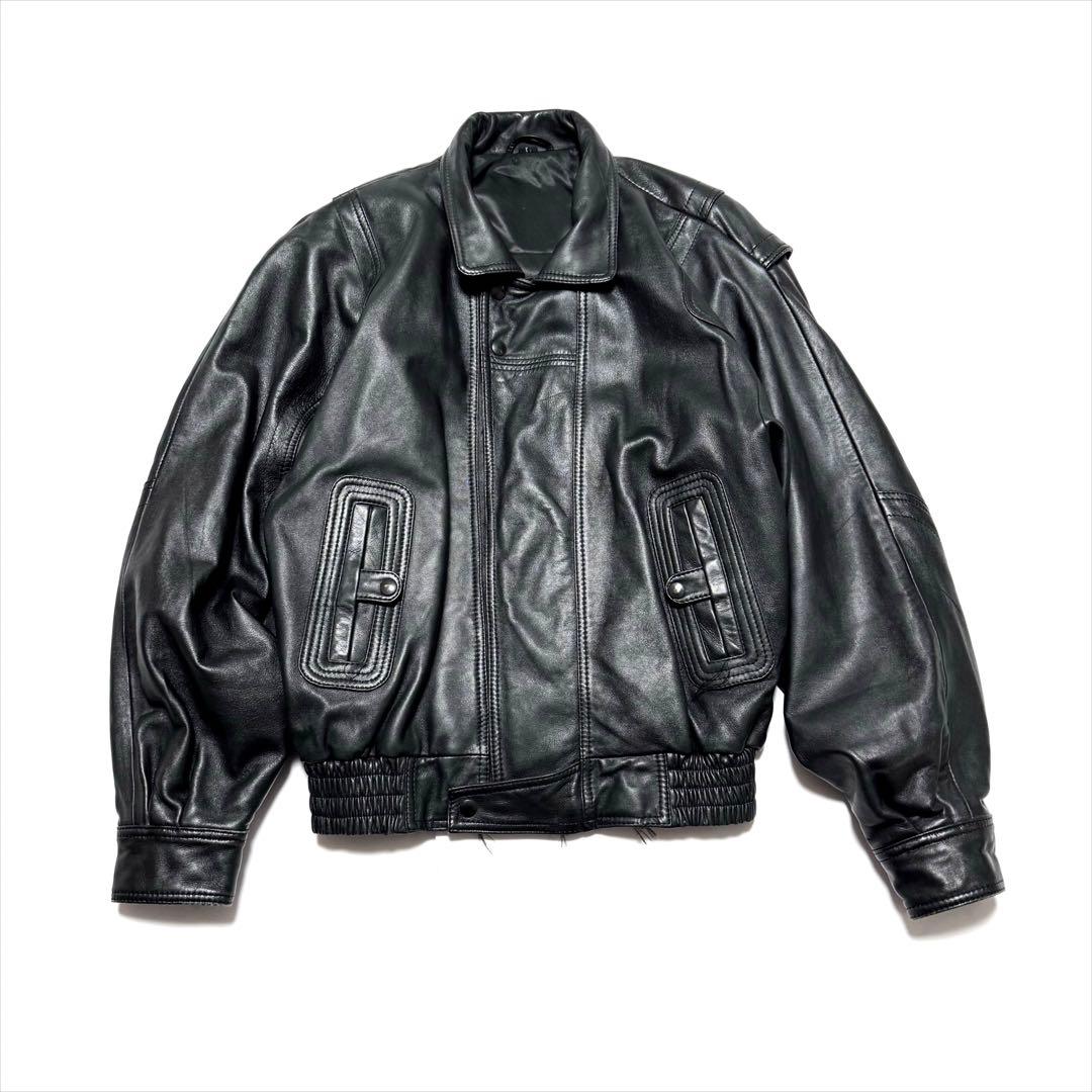 90s A-2 レザーフライトジャケット 短丈 深水光太 黒ブラック