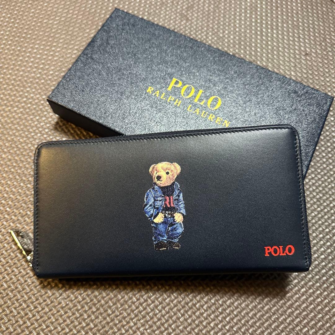 新品】POLO RALPH LAUREN 牛革 長財布 ポロベア ネイビー - メルカリ