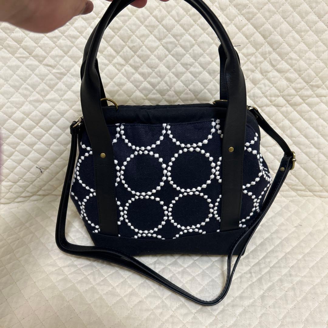 ミナペルホネン がま口バッグ ドクターズバッグ タンバリンネイビー