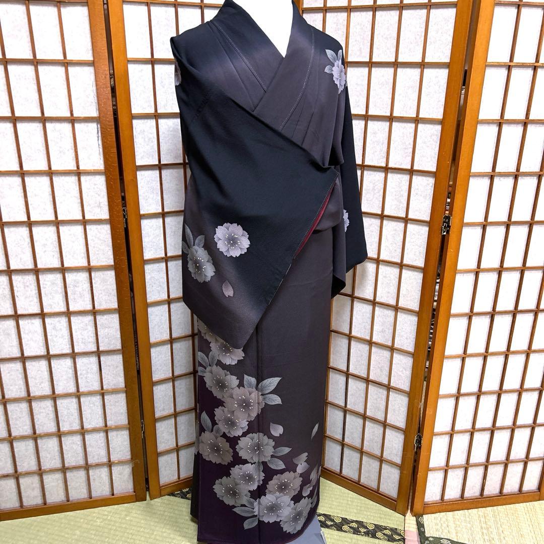 正絹　ちりめん　付け下げ《ぼかし　花》